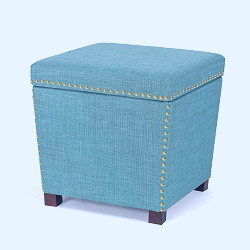 Amazon.com : Adeco Square Storage Ottoman with Hinged Lid, Modern Accent  Bench Footrest Stool, Coffee Table for Living Room Bedroom,Light Blue :  Home & Kitchen